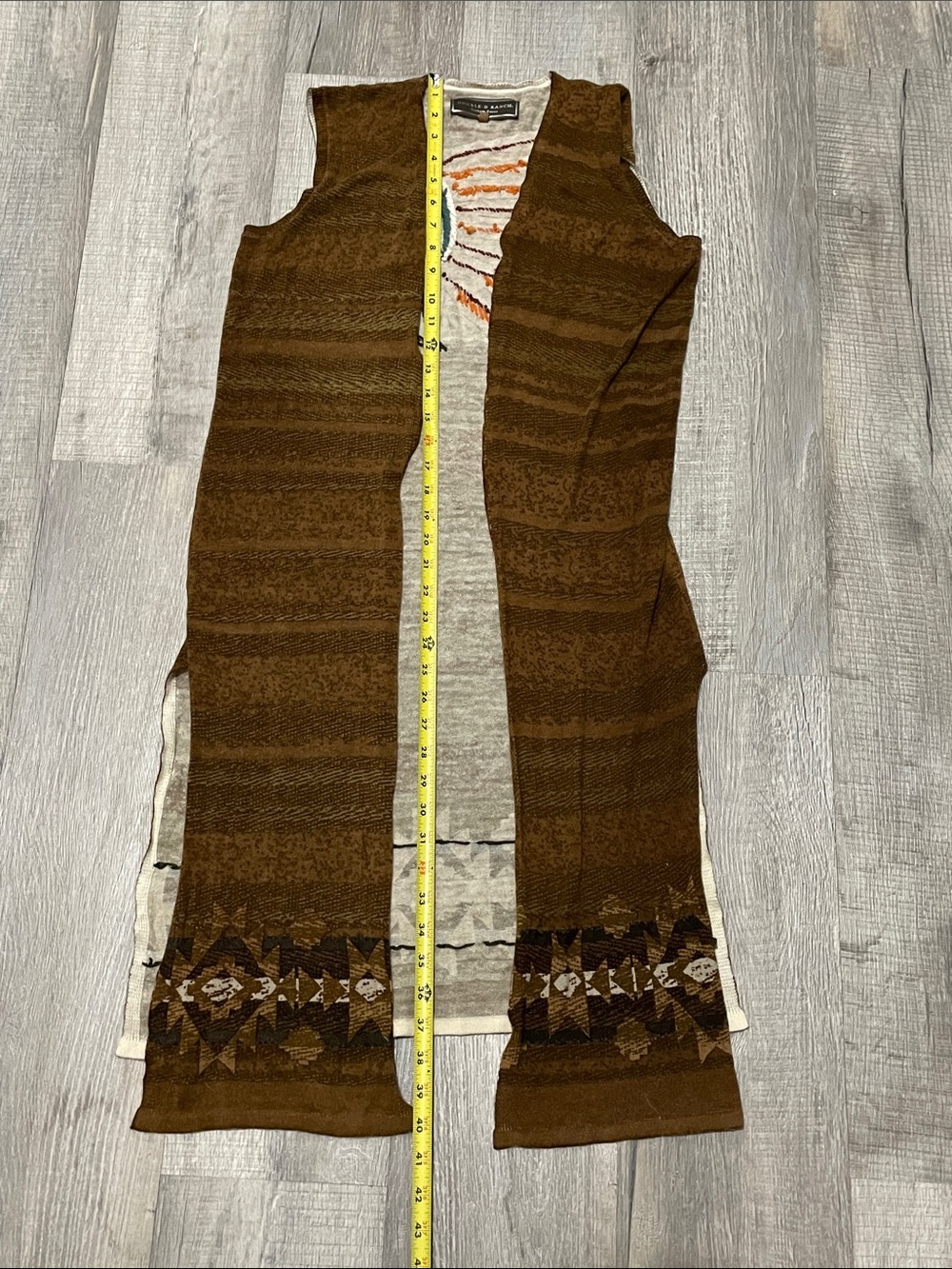 Double D Ranch medium brown midi dress open front Native American embroidery - Picture 7 of 10
